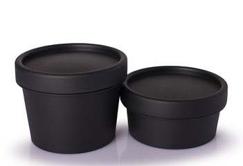 Black plastic cosmetic jar