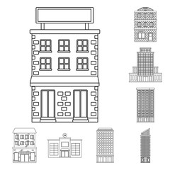 Vector design of architecture and exterior  sign. Collection of architecture and city vector icon for stock.