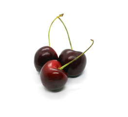 cherries on white