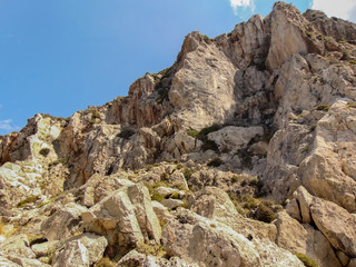 Greek limestone cliff.
