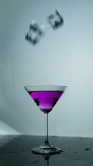 Liquid splash with purple ices