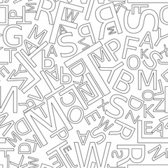 Background with letters scattered chaotic, seamless pattern