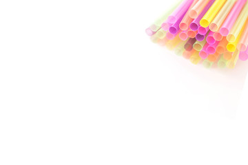 Drinking straws colorful isolated on white background. Free space for festive design or text.