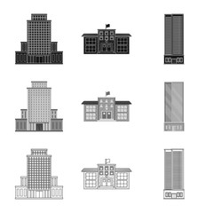Fototapeta premium Vector design of municipal and center logo. Set of municipal and estate vector icon for stock.
