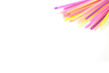Drinking straws colorful isolated on white background. Free space for festive design or text.