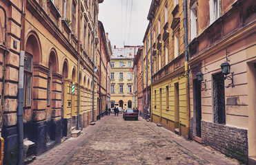 Beautiful old streets in Lviv.