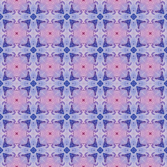 Red blue checked allover seamless pattern. Hand dr
