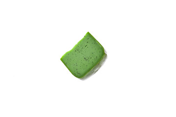 green pesto cheese isolated on white background