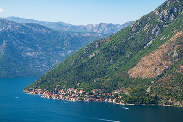 Fototapeta na wymiar Aerial view of town Perast, Bay of Kotor, Montenegro
