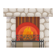Fireplace icon house design house room warm christmas flame bright decoration fire coal furnace and comfortable warmth energy indoors vector illustration.