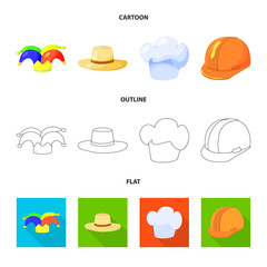 Fototapeta premium Isolated object of clothing and cap logo. Set of clothing and beret vector icon for stock.