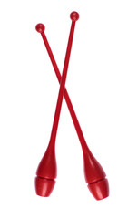 red sport clubs for rhythmic gymnastics on a white background