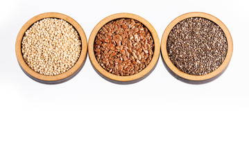 Organic Seeds of Quinoa, Flaxseed and Chia - Superfoods
