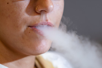 Vaping Girl's lips w- Nose Ring