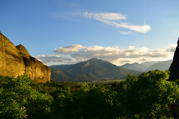 Meteora in Greece Cliffs, kalambaka sunset monastery