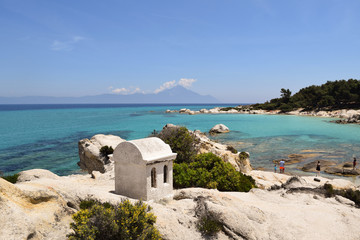 Fototapeta na wymiar Greece. Destination, enjoyment halkidiki Kavourotripes Beach.
