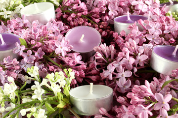 Spa therapy candles and lilac