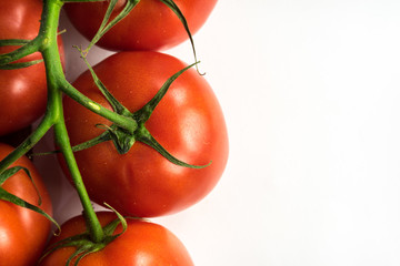 tomatoes top view with white background for desing