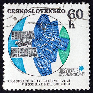 Postage stamp Czechoslovakia 1970 Molniya meteorological satelite