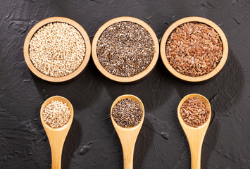 Organic Seeds of Quinoa, Flaxseed and Chia - Superfoods