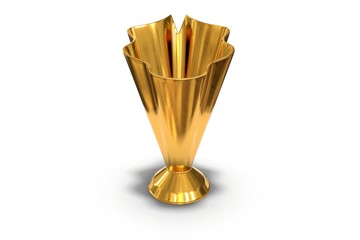 3D render of golden trophy cup isolated on white