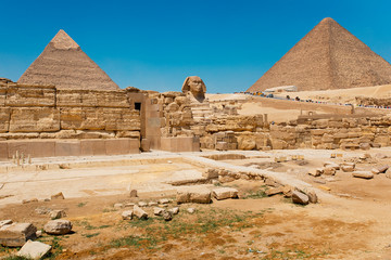 The great pyramids of Giza and Sphinx Egypt 