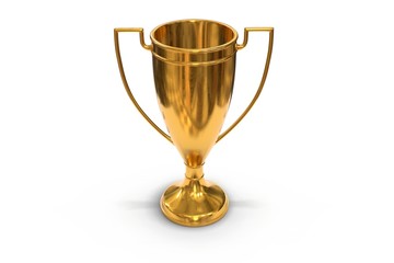 3D render of golden trophy cup isolated on white