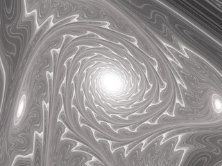 White Fractal Spiral Background Image, Illustration - Infinite repeating spiral pattern, vortex of geometry. Recursive symmetrical patterns compressed and twisted into a central focal point.