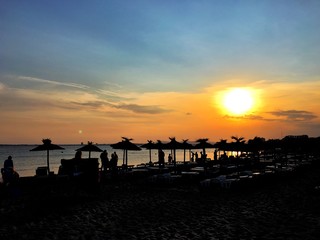 Sunset landscape on the sea shore