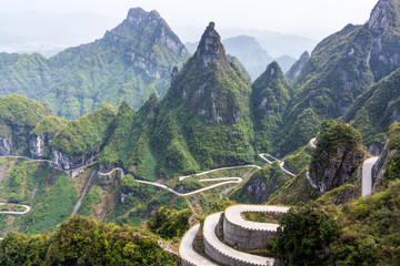 The winding road of Tianmen Mountain, Zhangjiajie National Park