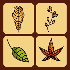 autumn season set icons natural design