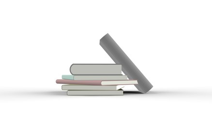 Books isolated on White 3D Rendering