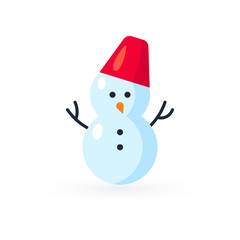 Simple snowman icon in flat style, vector