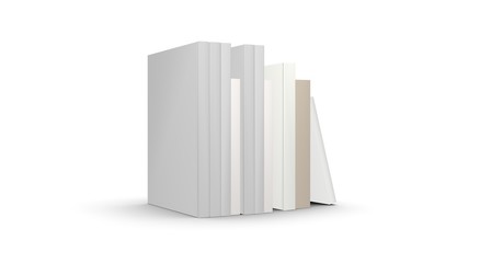 Books isolated on White 3D Rendering