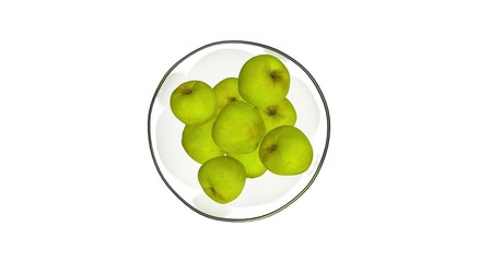 Green Apples on White Background 3D Rendering