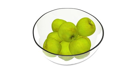 Green Apples on White Background 3D Rendering