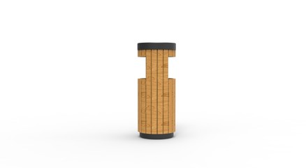 Wood Recycle Bin 3D Rendering