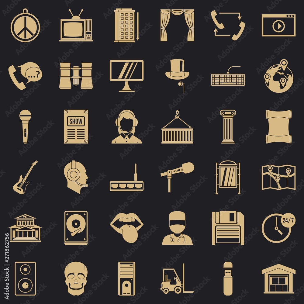 Poster hardware tech icons set. simple set of 36 hardware tech vector icons for web for any design