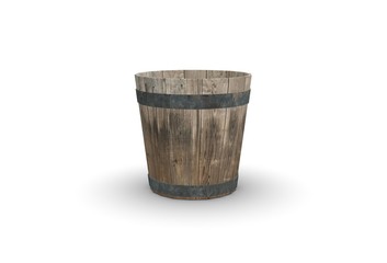 Wood Bucket isolated on white 3D Rendering