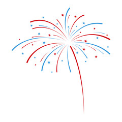 Exploding fireworks in national American colors. Vector