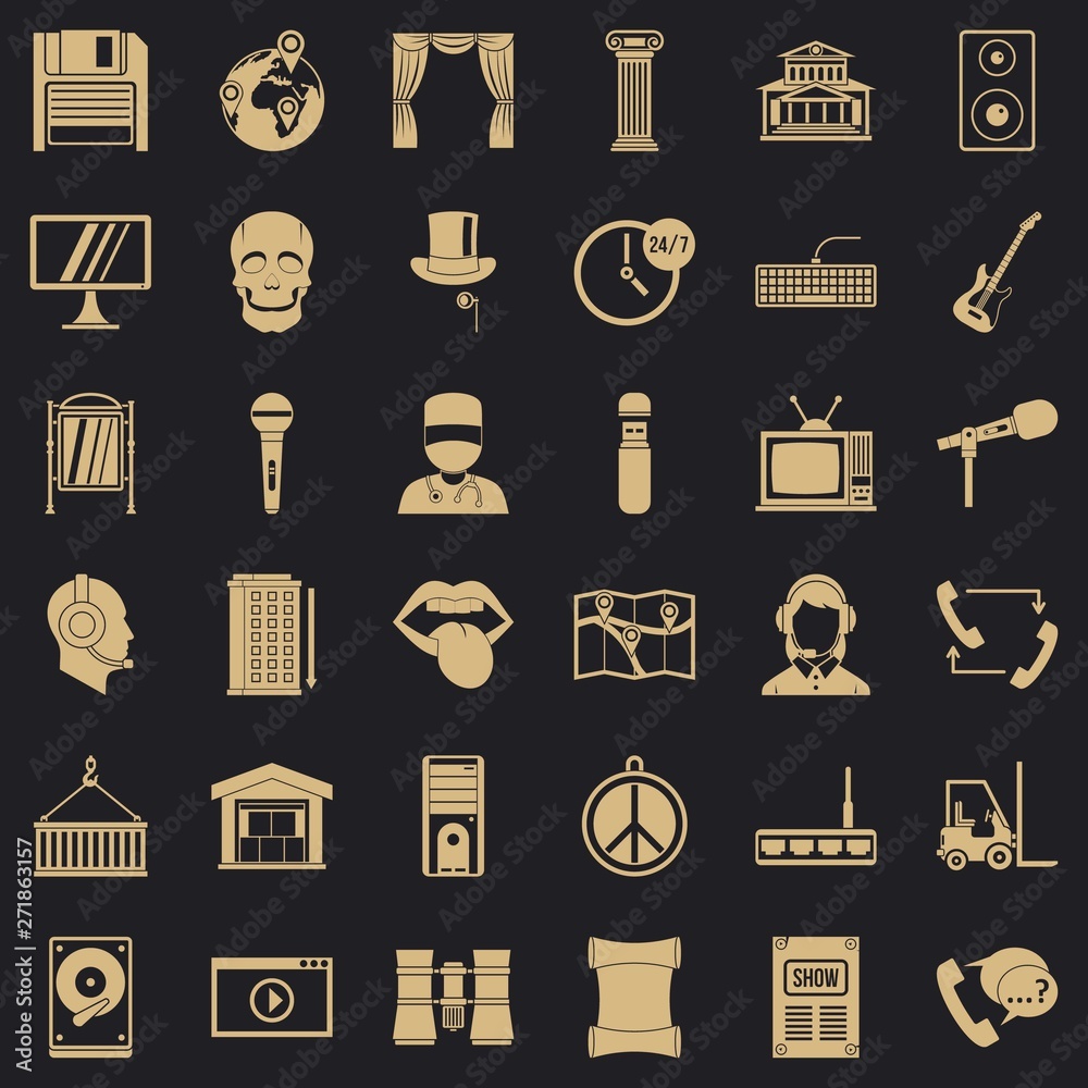 Poster technique icons set. simple set of 36 technique vector icons for web for any design