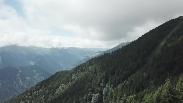 Drone footage of the mountainside near Sultan Murat yayla in Trabzon, Turkey