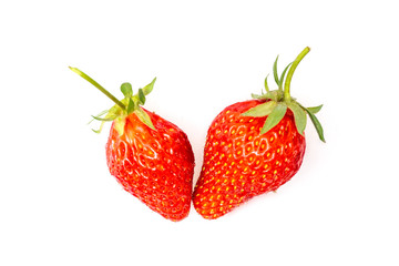 Red strawberries with a white background..