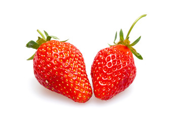 Red strawberries with a white background..