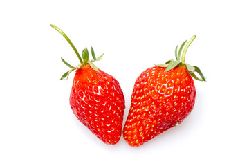Red strawberries with a white background..