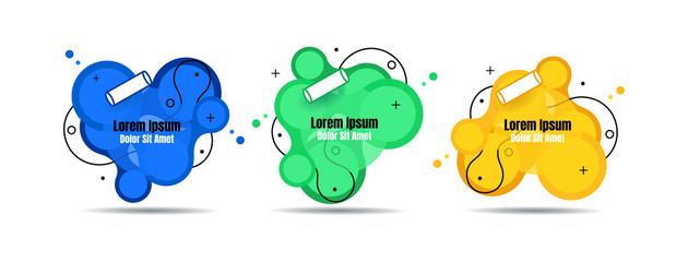 Set abstract colorful liquid geometric for banner, card, brochure. Isolated waves. Template for your text. Vector illustration