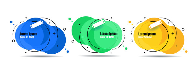 Set abstract colorful liquid geometric for banner, card, brochure. Isolated waves. Template for your text. Vector illustration