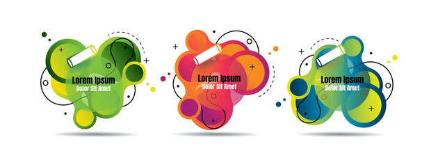Obraz premium Set abstract colorful liquid geometric for banner, card, brochure. Isolated waves. Template for your text. Vector illustration