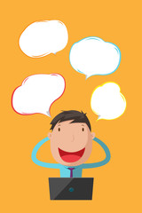 Business Man  Bubble Text Template Vector