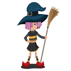 Witch Girl Character Halloween Isolate Vector